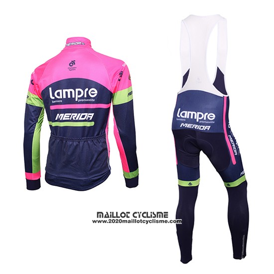 2016 Maillot Ciclismo Lampre Bleu et Rose Manches Longues et Cuissard
